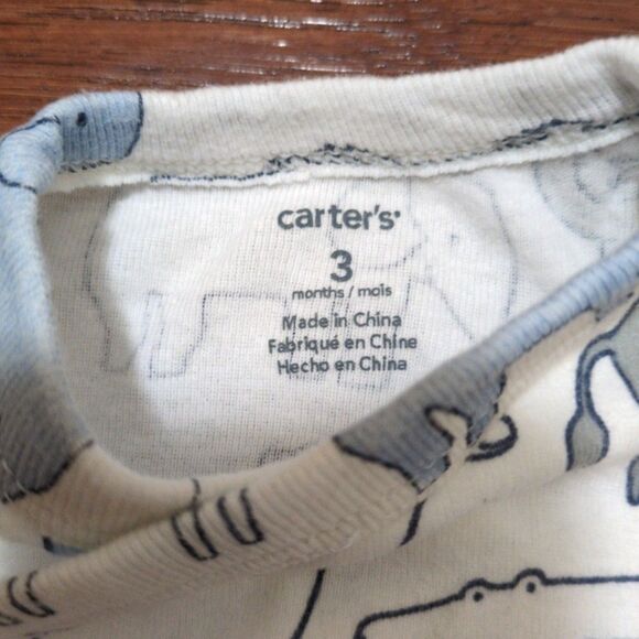 3M Carters Baby Side Snap Kimono Onesie Bodysuit Long Sleeve Cotton Blue Gray - Picture 2 of 5